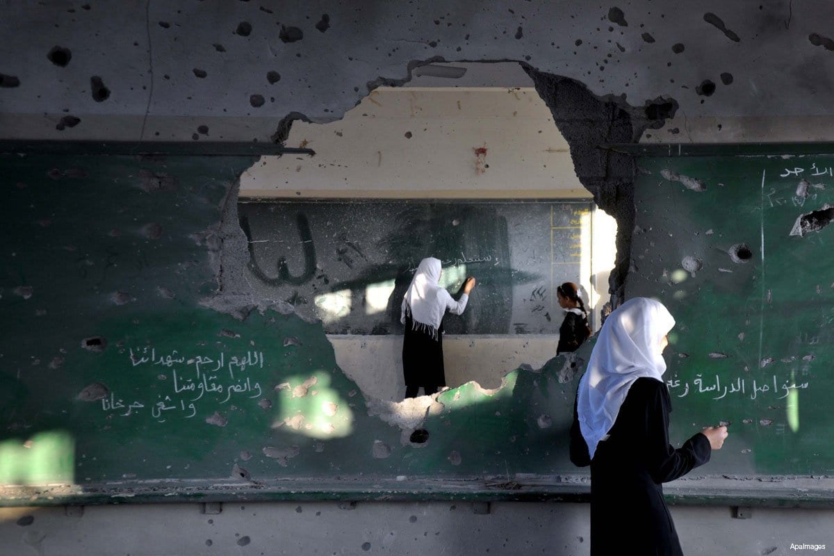 Uma escola de Gaza atacada pelas forças israelenses. [Foto de Arquivo]