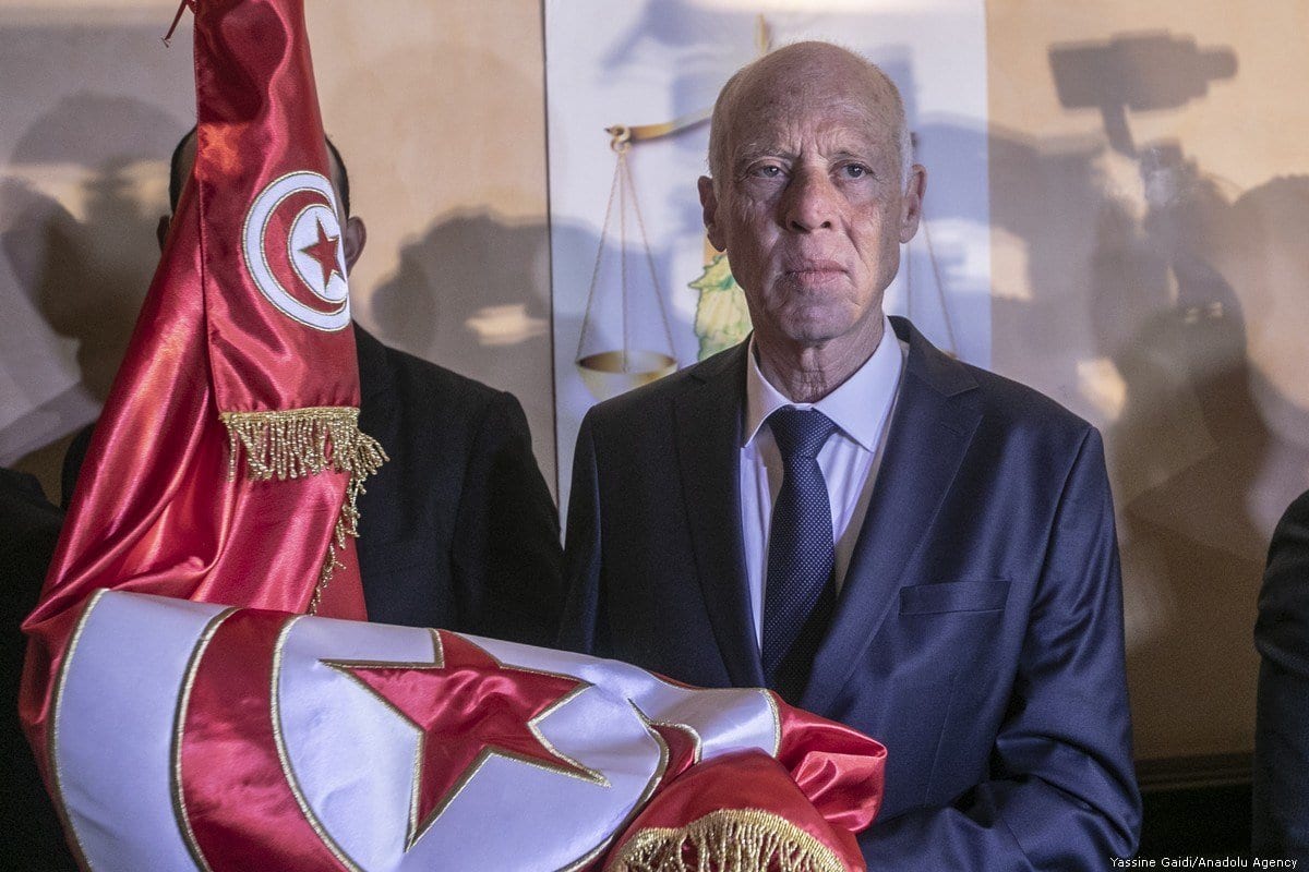 Presidente da Tunísia Kais Saied em Túnis, Tunísia, 13 de outubro de 2019 [Yassine Gaidi/Agência Anadolu]