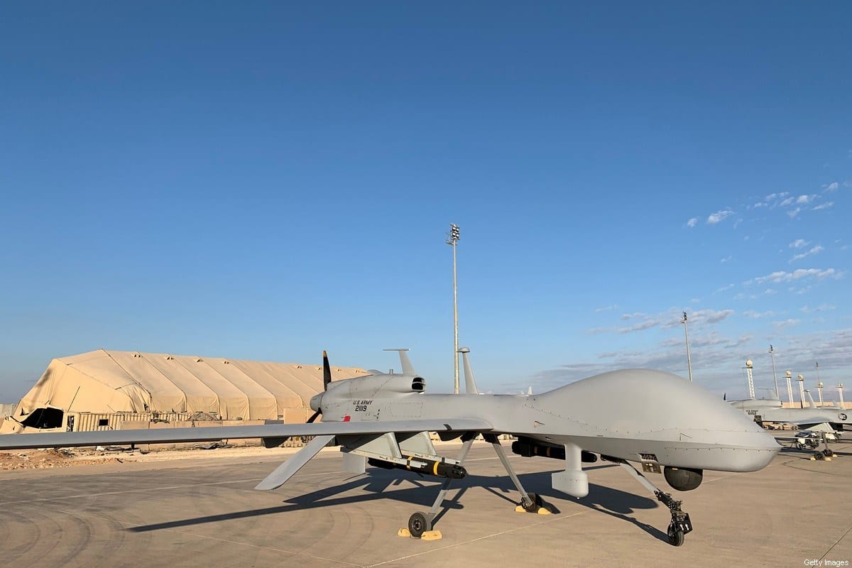 Drones do exército dos EUA na base aérea de Ain al-Asad, na província iraquiana de Anbar [Ayman Henna/ AFP via Getty Images] 