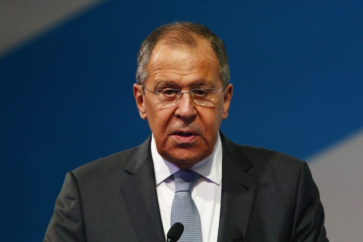 Ministro de Relações Exteriores da Rússia Sergei Lavrov discursa no 2° Fórum Internacional ‘Desenvolvimento do Parlamentarismo’ em Moscou, Rússia, 1° de julho de 2019 [Sefa Karacan/Agência Anadolu]