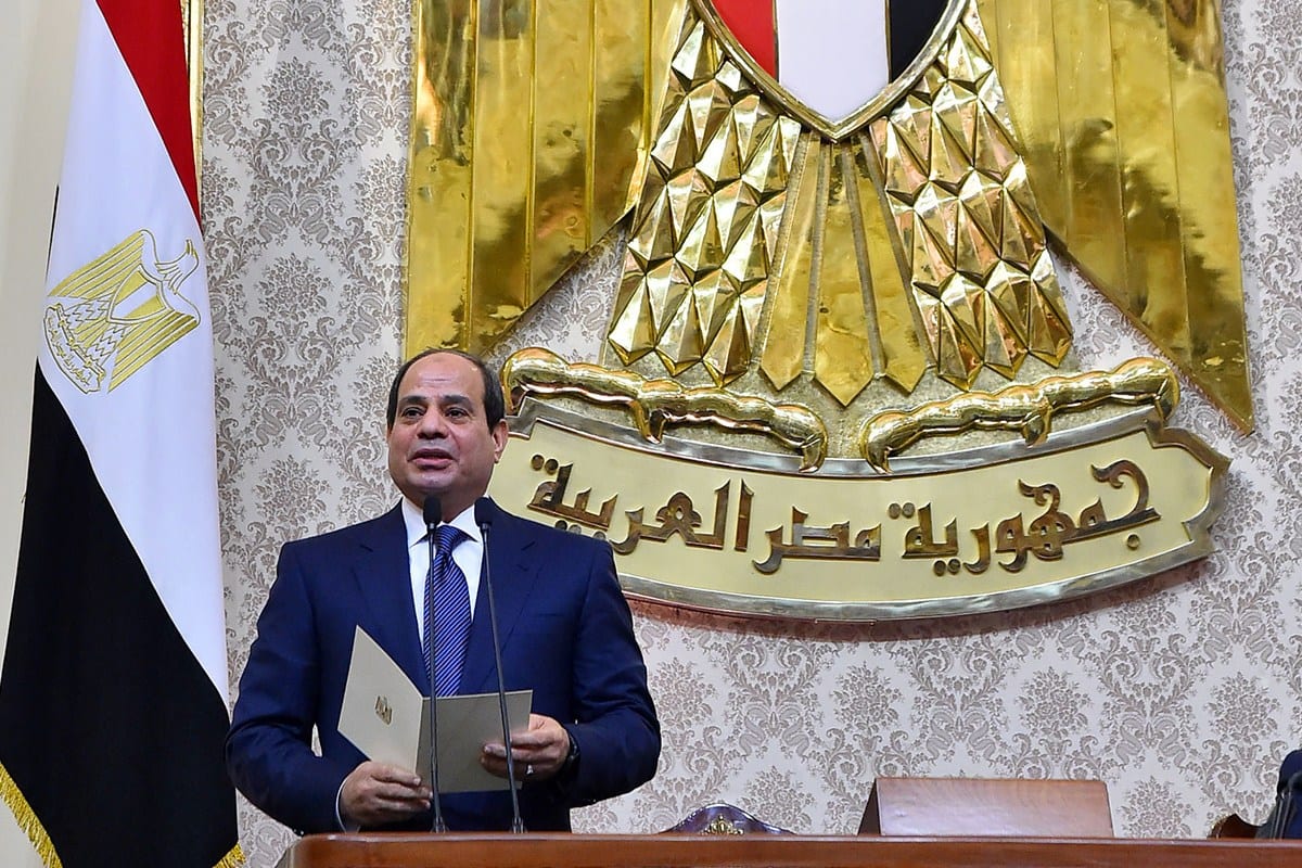 Presidente egípcio Abdel Fattah Al-Sisi no Cairo, Egito, em 2 de junho de 2018 [Gabinete do Presidente Egípcio / Apaimages]