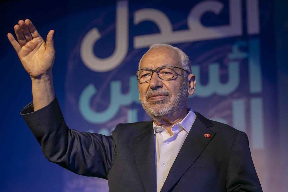 Líder do movimento Ennahda Rachid Al- Ghannouchi em Tunis, Tunísia, em 4 de outubro de 2019 [Yassine Gaidi/ Agência Anadolu]