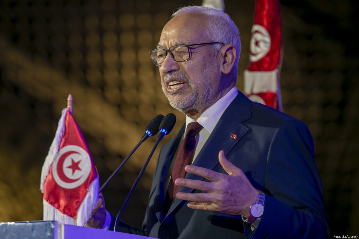 Presidente do Parlamento da Tunísia Rached Ghannouchi, em Túnis, capital da Tunísia, 18 de janeiro de 2020 [Yassine Gaidi/Agência Anadolu]
