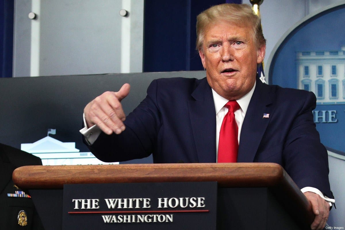 Donald Trump, Presidente dos EUA, na Casa Branca em 20 de abril de 2020 em Washington, DC [Alex Wong / Getty Images]