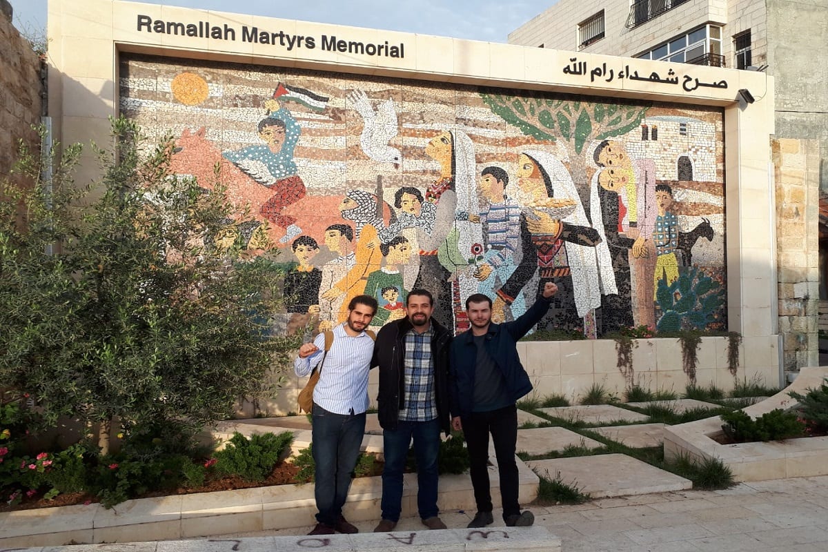 Comitiva do PSOL em Ramallah, Pedro Charbel, Guilherme Boulos e Juliano Medeiros [Foto arquivo pessoal]