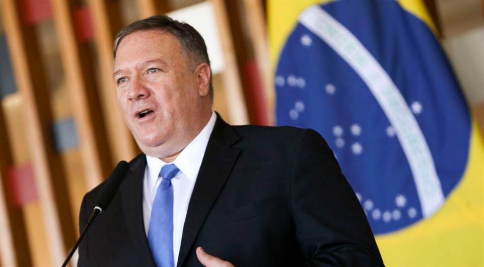 Mike Pompeu durante visita ao Brasil no ínicio do mandato de Jair Bolsonaro [Marcelo Camargo/Agência Brasil
