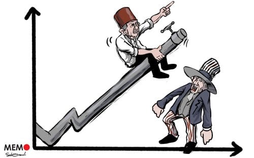 A Turquia pretende se livrar das amarras impostas pelas importações de energia graças ao gás natural encontrado no Mar Negro - Charge [Sabaaneh / Monitor do Oriente Médio]