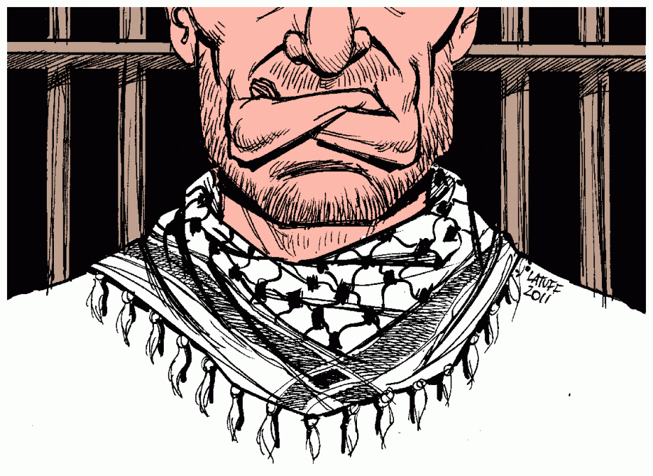 Palestinos em greve de fome em prisões israelenses - Charge [CarlosLatuff]