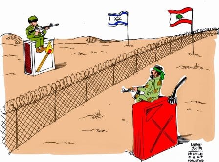 Tensões na fronteira entre Israel e Líbano [Carlos Latuff/Monitor do Oriente Médio]