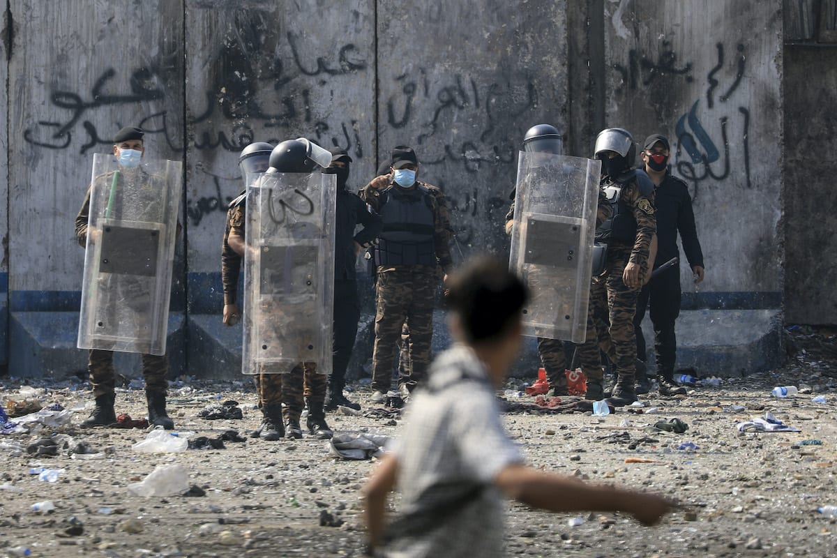 Forças de segurança iraquianas em Bagdá, Iraque em 26 de outubro de 2020 [Agência Murtadha Al-Sudani / Agência Anadolu]