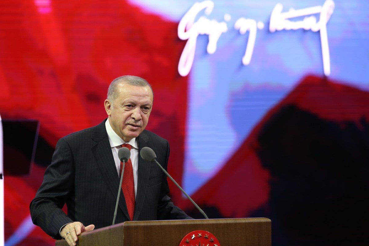 Presidente da Turquia Recep Tayyip Erdogan, 10 de novembro de 2020 [Mustafa Kamaci/Agência Anadolu]
