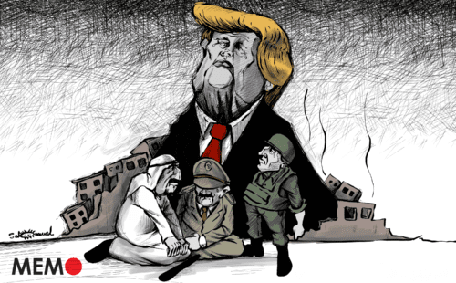 O legado de Trump no Oriente Médio MEMO Cartoon por Sabaaneh