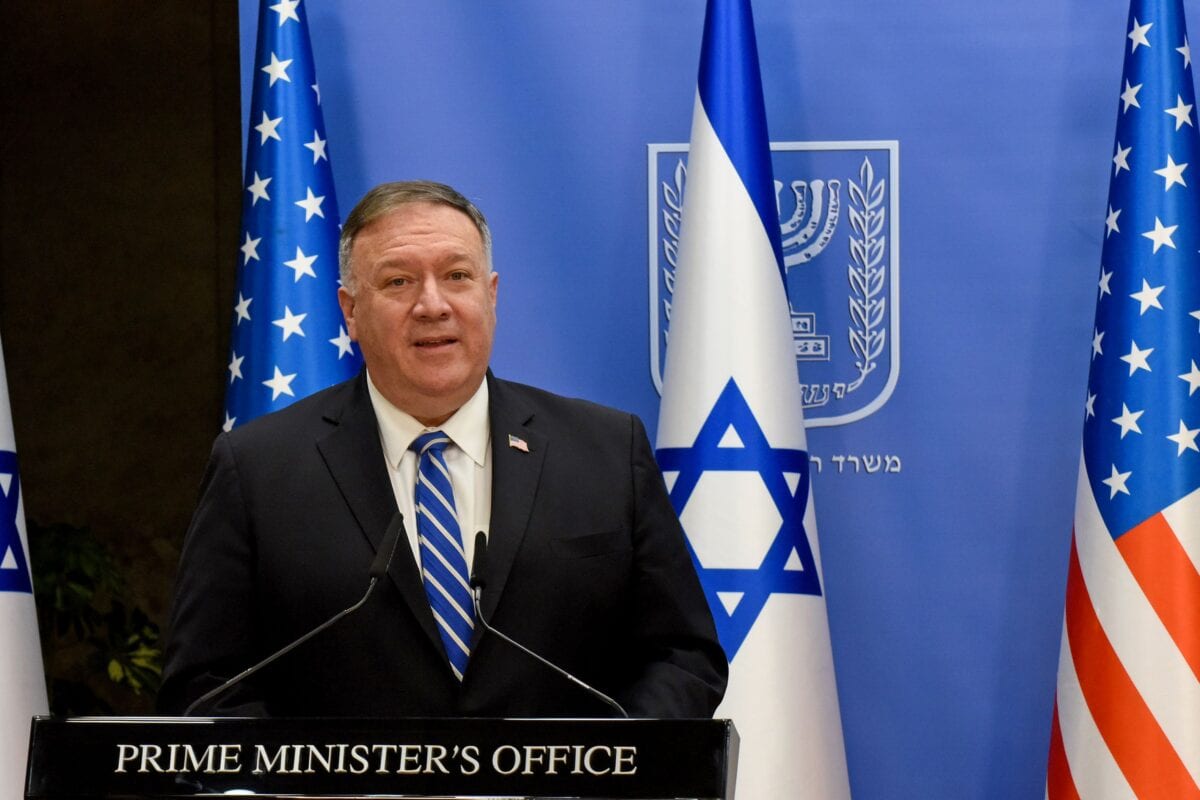 Secretário de Estado Mike Pompeo em Jerusalém, em 24 de agosto de 2020 [Debbie Hill/ AFP / Getty Images]
