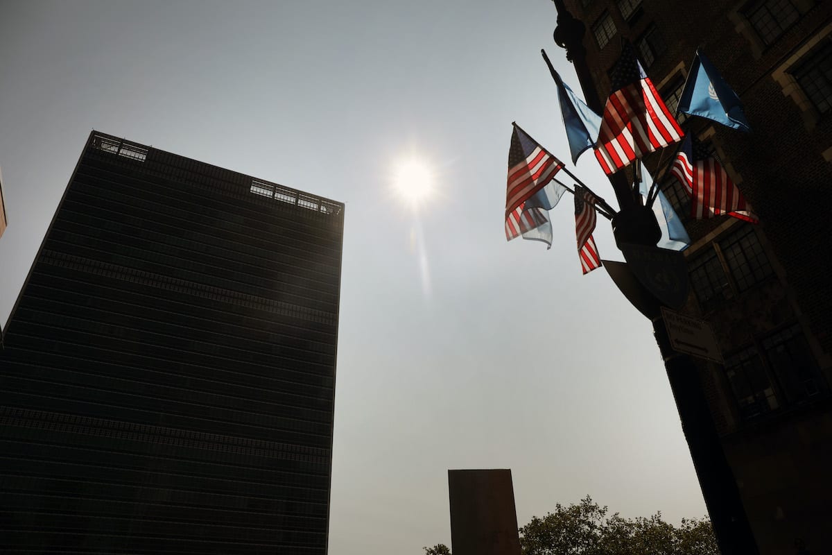 Edifício das Nações Unidas em Manhattan, Nova Iorque, no primeiro dia oficial da 75ª Assembleia Geral da ONU, em 22 de setembro de 2020 [Spencer Platt/Getty Images]
