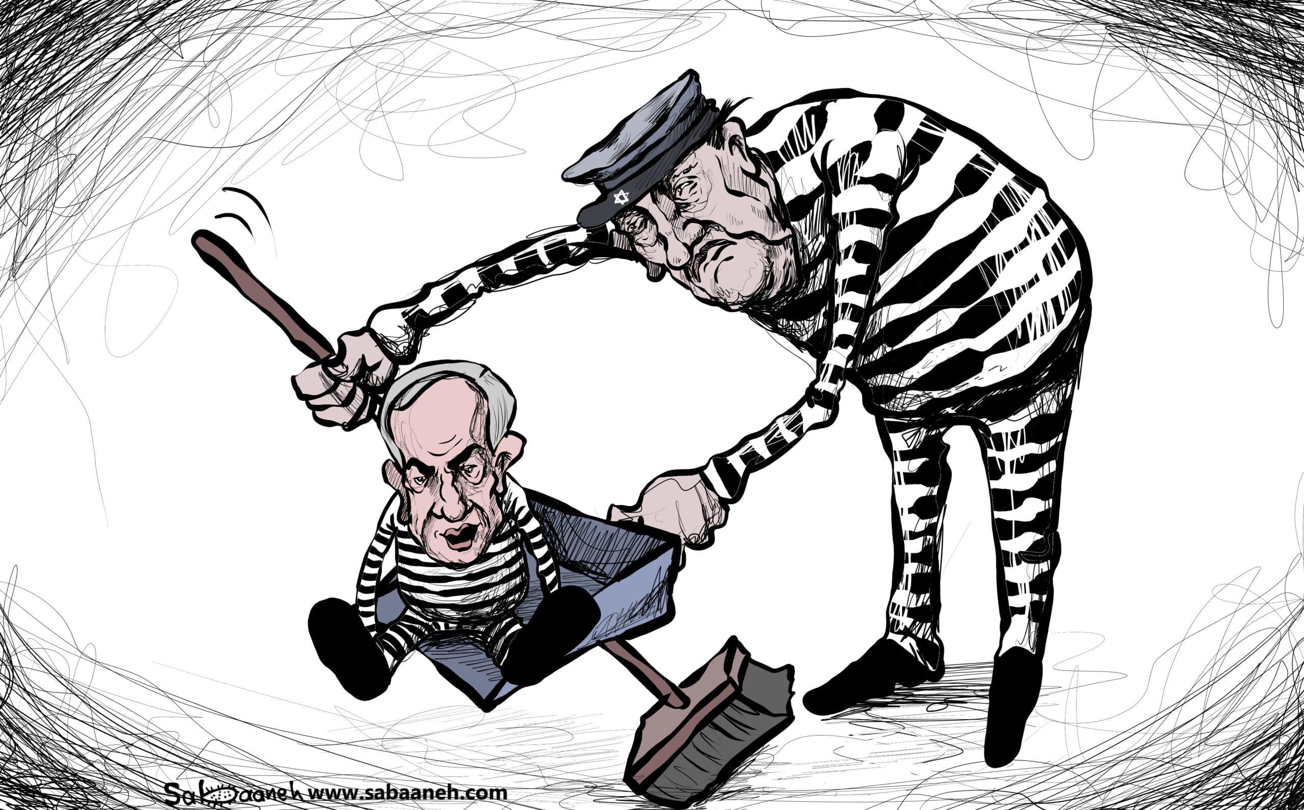 O escândalo de corrupção de Netanyahu - Charge [Sabaaneh / Monitor do Oriente Médio]