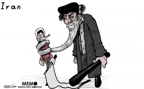 Protestos no Irã - Cartoon [Sabaaneh / Monitor do Oriente Médio]