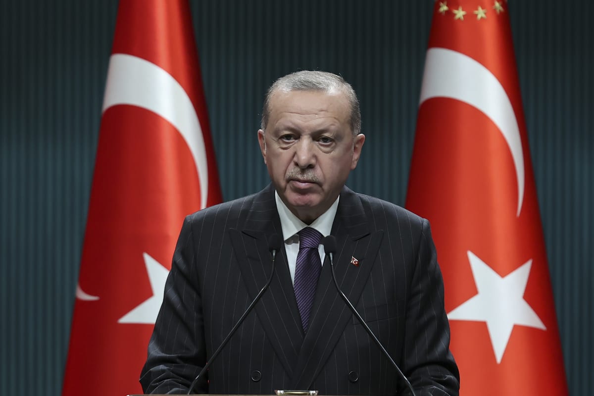 O presidente da Turquia, Recep Tayyip Erdogan, após reunião do gabinete, em Ancara, Turquia, em 14 de dezembro de 2020. [Doğukan Keskinkılıç/Agência Anadolu]