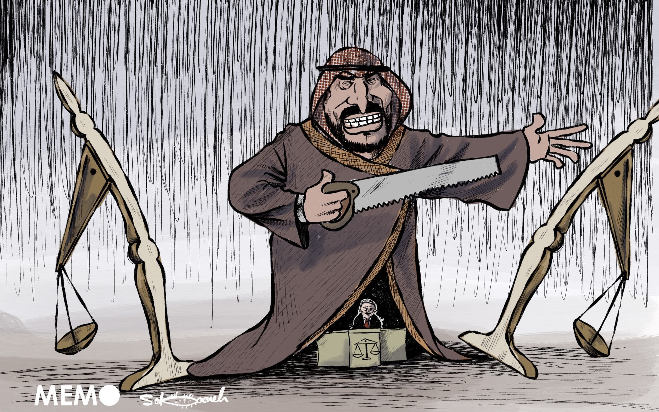 #ArabiaSaudita e seu desrespeito pelos #DireitosHumanos MEMO #Charge por @Sabaaneh