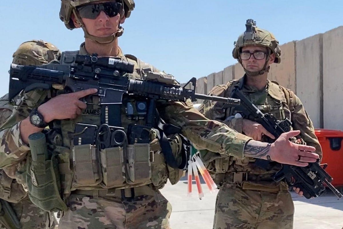 Soldados dos EUA na Base Militar de Taji em Bagdá, Iraque em 23 de agosto de 2020 [Agência Murtadha Al-Sudani / Anadolu] 