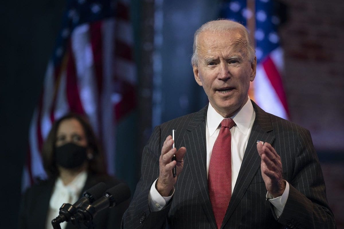 O presidente dos EUA, Joe Biden, em Wilmington, Delaware, em 19 de novembro de 2020. [Jim Watson/AFP via Getty Images]
