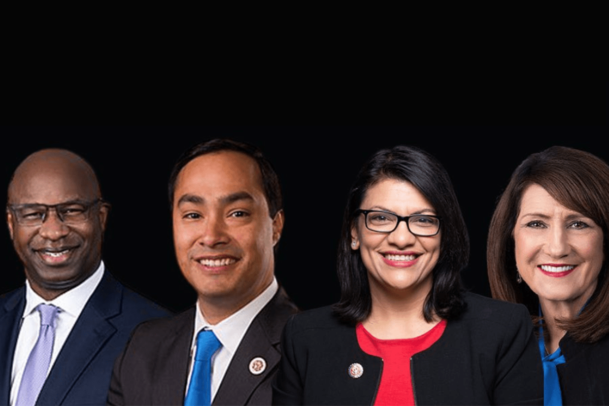 Postagem compartilhada no Instagram pelo Instituto de Compreensão sobre o Oriente Médio, com os congressistas democratas Jamaal Bowman, Joaquin Castro, Rashida Tlaib e Marie Newman [IMEU/Instagram]
