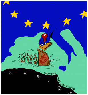 A crise migratória da União Europeia [Carlos Latuff/Monitor do Oriente Médio]