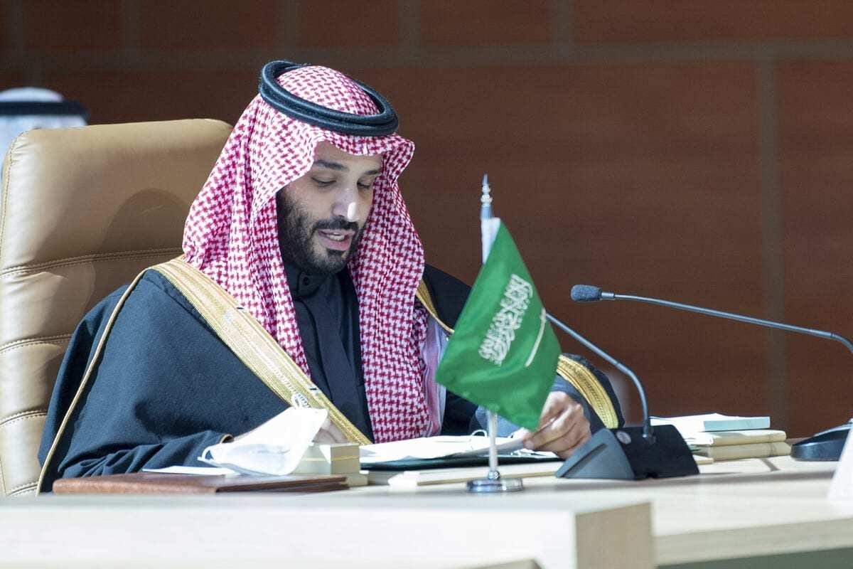 O príncipe herdeiro da Arábia Saudita, Mohammed Bin Salman, na Arábia Saudita, em 5 de janeiro de 2021. [Conselho Real da Arábia Saudita/Agência Anadolu]