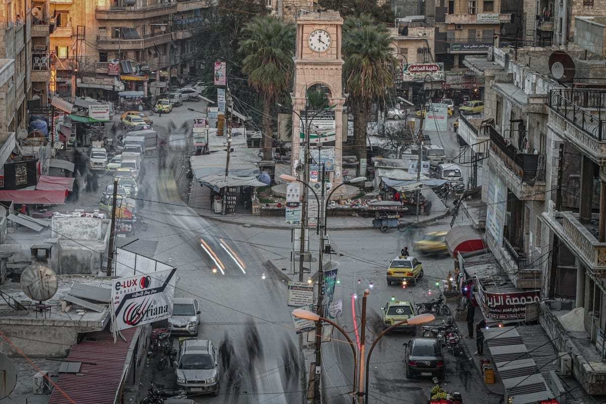 Uma vista do centro da cidade de Idlib na Síria em 15 de fevereiro de 2021. [Muhammed Said - Agência Anadolu]
