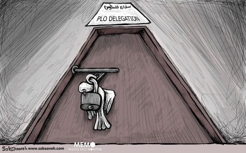 Delegação da OLP – Cartoon [Sabaaneh/Monitor do Oriente Médio]