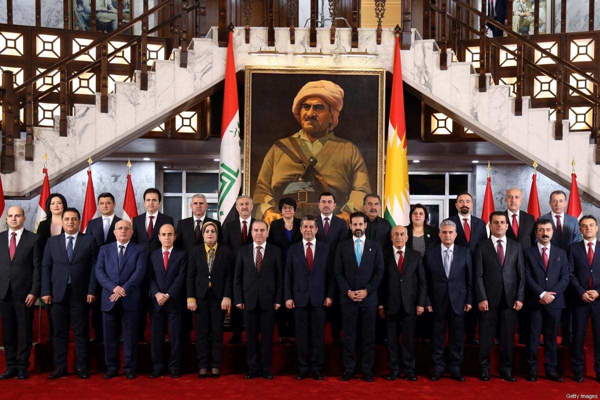Membros do novo gabinete do Governo Regional do Curdistão, em 10 de julho de 2019 [Afin Hamed/AFP via Getty Images]
