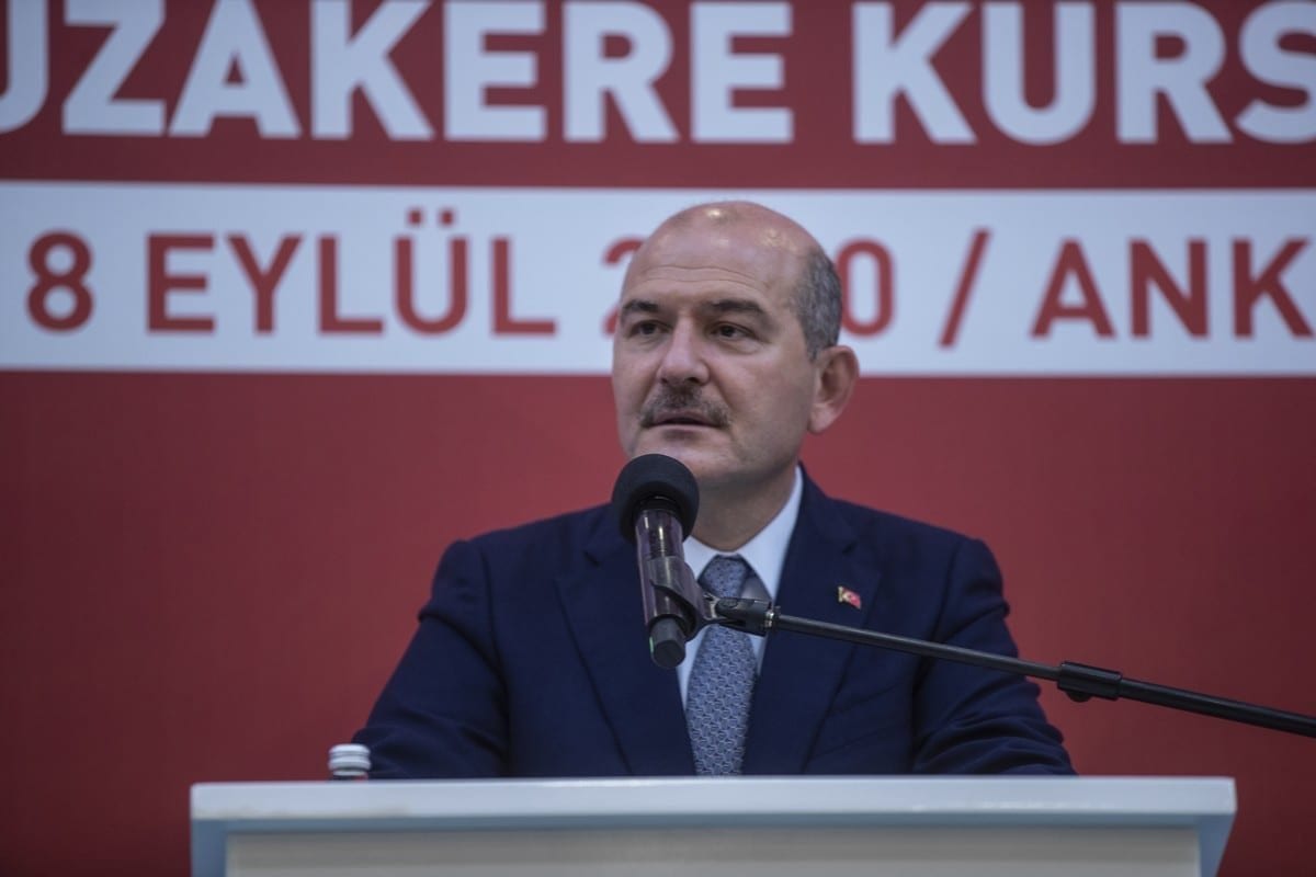 Ministro do Interior da Turquia Suleyman Soylu discursa durante cerimônia de abertura da Rodada de Negociações para Eventos Sociais, em Ancara, Turquia, 14 de setembro de 2020 [Esra Hacioğlu/Agência Anadolu]
