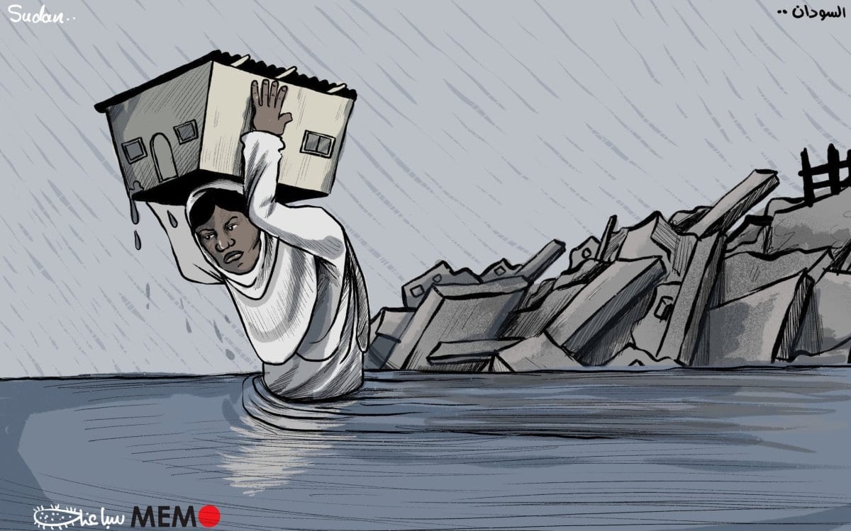 Inundação no Sudão. [Sabaaneh/Monitor do Oriente Médio]