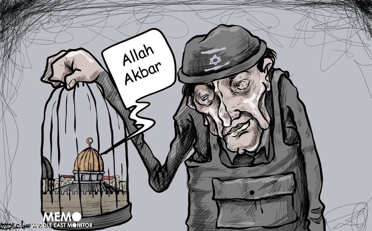 As agressões de Israel contra Al-Aqsa. [Mohammad Sabaaneh/Monitor do Oriente Médio]