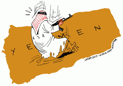 Pântano saudita no Iêmen - desenho animado [Latuff / Monitor do Oriente Médio]