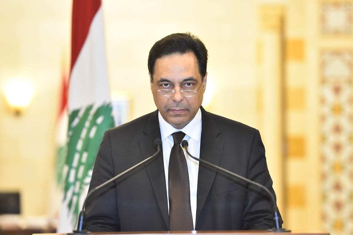 O primeiro-ministro libanês, Hassan Diab, na capital Beirute, Líbano, em 10 de agosto de 2020. [Presidência libanesa/Agência Anadolu]