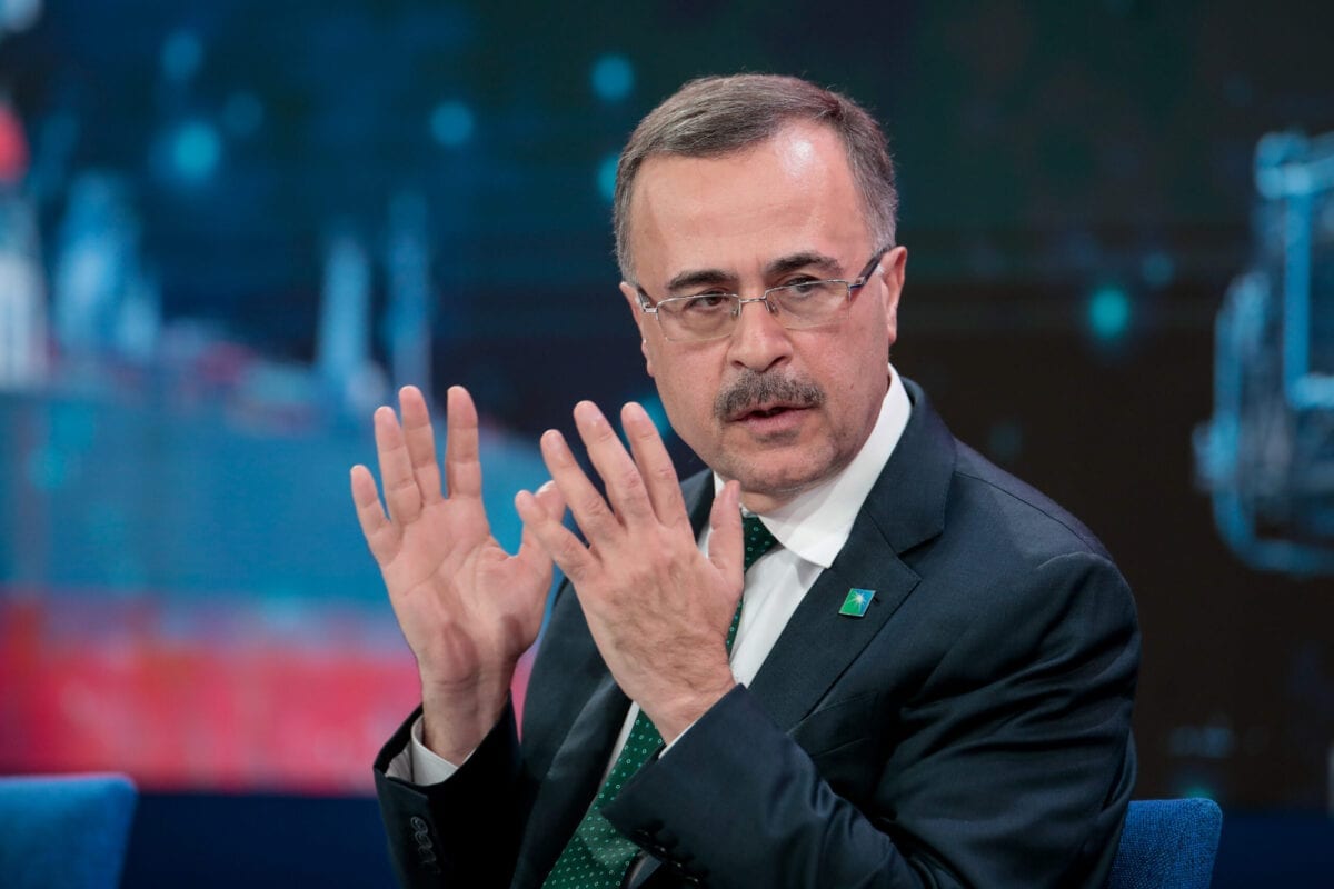 Amin Nasser, diretor executivo da corporação petrolífera saudita Aramco, durante sessão do Fórum Econômico Mundial em Davos, Suíça, 23 de janeiro de 2020 [Jason Alden/Bloomberg via Getty Images]
