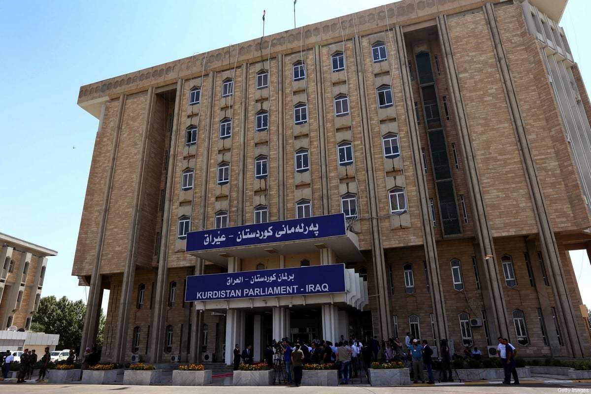 Parlamento autônomo do Curdistão iraquiano em Arbil, capital do Curdistão, no norte do Iraque, em 3 de julho de 2014. [Safin Hamed/AFP/Getty Images]