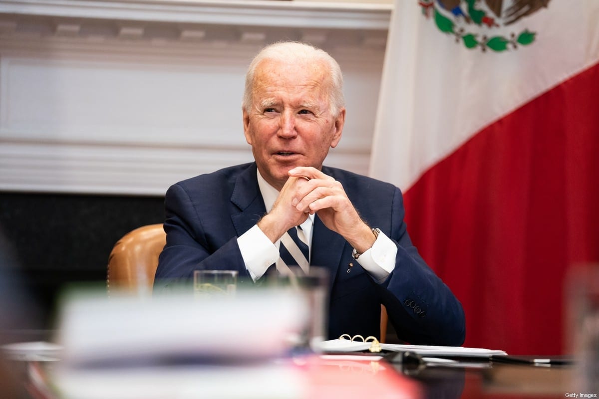 O presidente dos EUA, Joe Biden, na Sala Roosevelt da Casa Branca, em 1º de março de 2021 em Washington, DC [Anna Moneymaker-Pool/Getty Images]