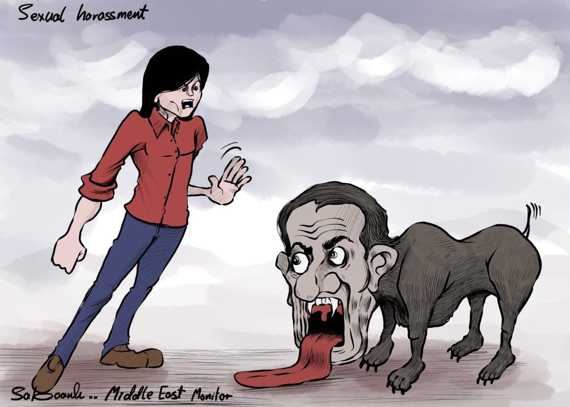 Assédio sexual - charge [Sabaaneh /Monitor do Oriente Médio]
