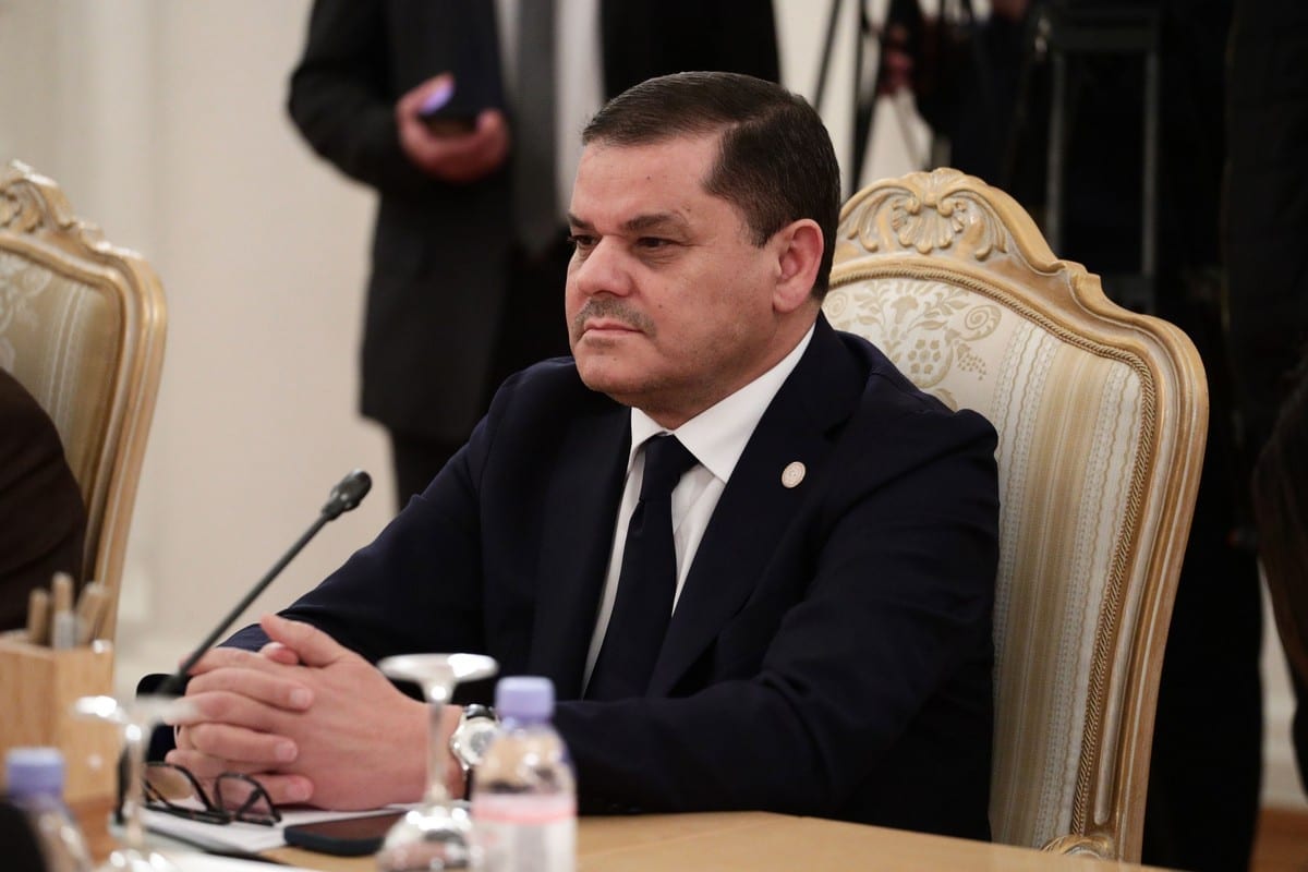 Primeiro-ministro da Líbia, Abdul Hamid Dbeibeh em Moscou, Rússia, em 15 de abril de 2021 [Ministério das Relações Exteriores da Rússia / Agência Anadolu]