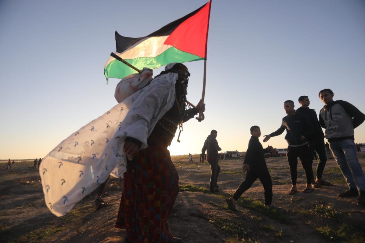 Palestina na 'Grande Marcha do Retorno'. Em 20 de dezembro de 2020 [Mohammed Asad/ Monitor do Oriente Médio]