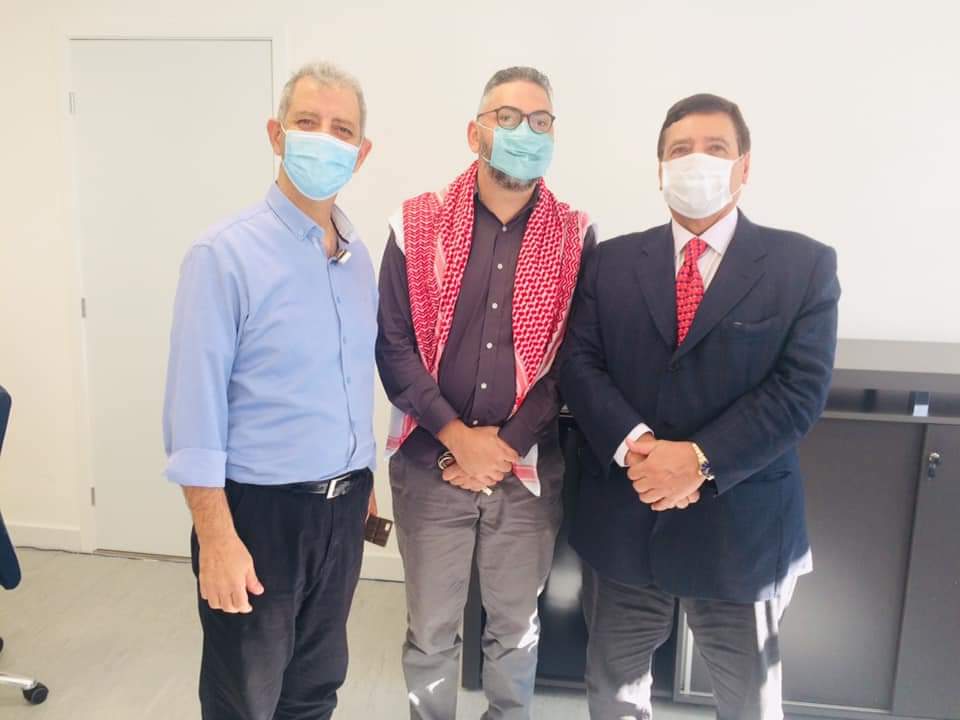 Vereador Lamé (esquerda) com o presidente da Câmara Municipal de Guarulhos, vereador Fausto Martello (centro) e vereador Marcelo Seminaldo em Guarulhos, São Paulo, 19 de maio de 2021 [Vereador Lamé/Facebook]