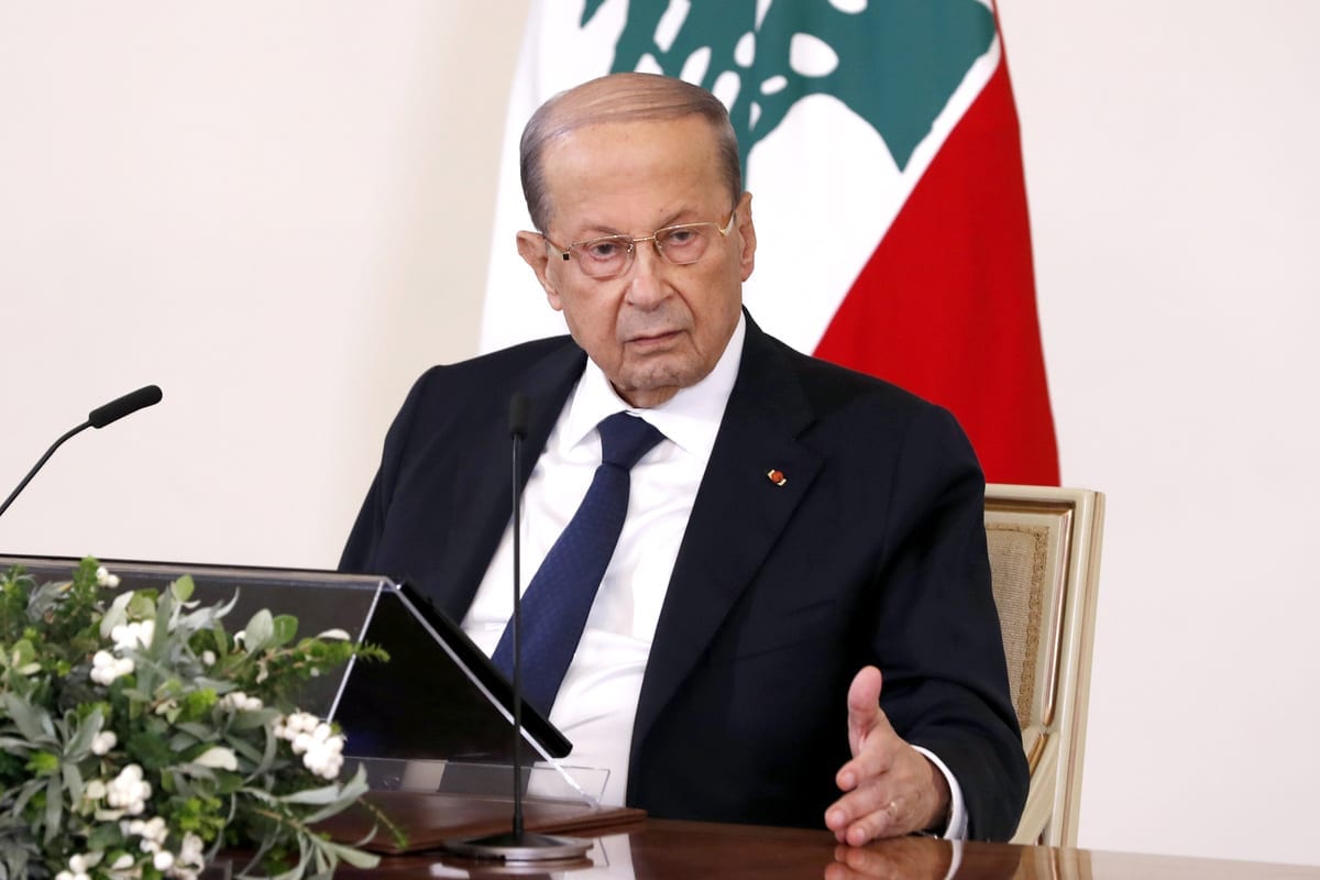 Presidente libanês, Michel Aoun em Beirute, Líbano em 21 de outubro de 2020 [Presidência libanesa / Anadolu Agência]
