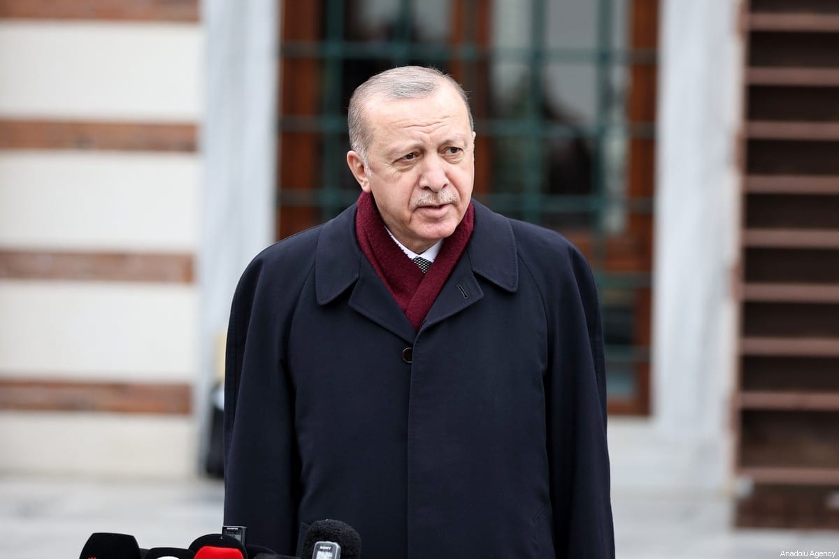 O presidente turco, Recep Tayyip Erdogan, em Istambul, Turquia, em 19 de março de 2021 [Emrah Yorulmaz/Agência Anadolu]
