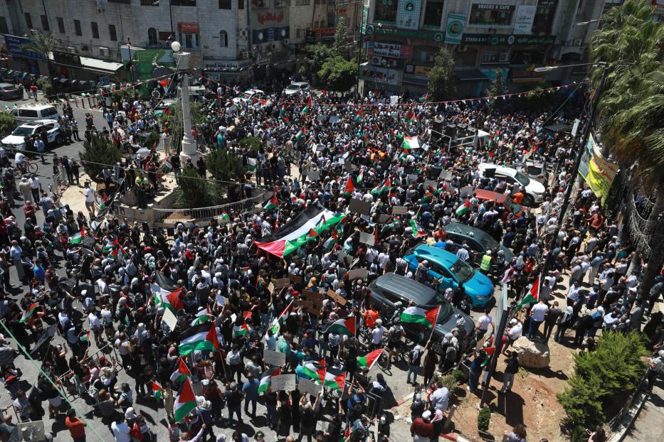 Manifestações contra a agressão israelense na Faixa de Gaza, Cisjordânia, 18 de maio de 2021 [Issam Rimawi / Agência Anadolu]
