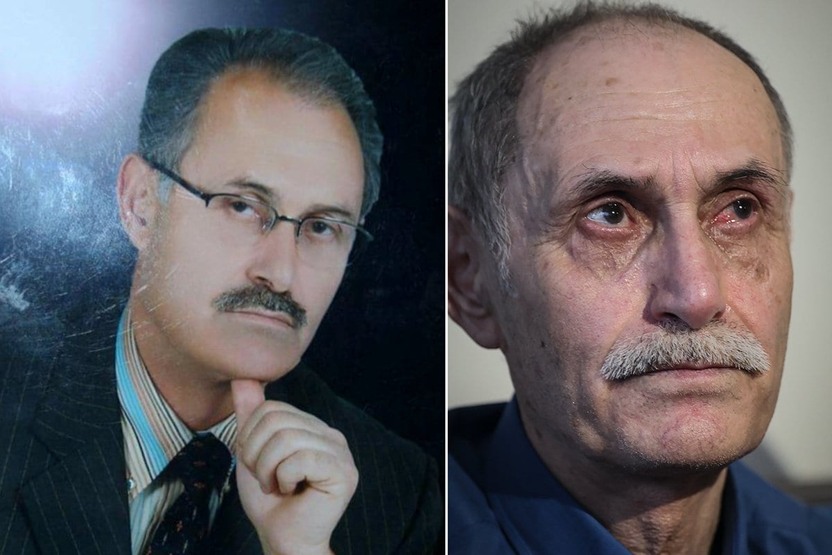 Uma foto mostra imagens novas e antigas do empresário turco Vakkas Orhan, libertado da prisão síria após uma década, quando Orhan retornou à Turquia, reunido com sua família em Ancara, Turquia, em 19 de maio de 2021 [Halil Sağırkaya/Agência Anadolu]
