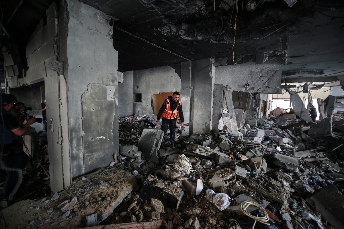 Dos ataques israelenses a Gaza, 20 de maio de 2021 [Agência Mustafa Hassona / Anadolu]