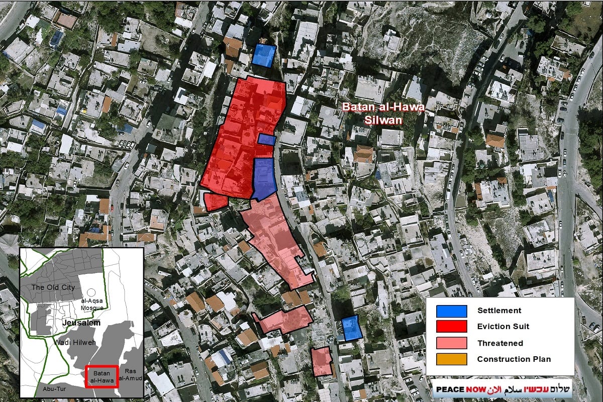 Imagem da localização do bairro de Batn Al-Hawa em Silwan [Rede social]
