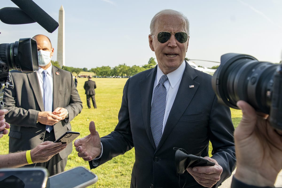 O presidente dos EUA, Joe Biden, em Washington, D.C., EUA, em 25 de maio de 2021 [Tasos Katopodis/UPI/Bloomberg via Getty Images]