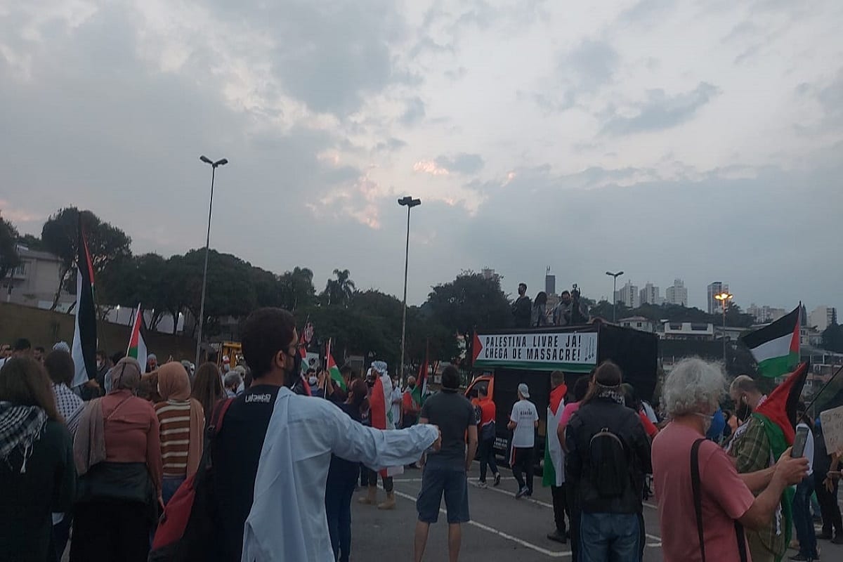 Ato convocado em São Paulo, pelo Dia da Nakba, simultâneo a atos semelhantes nas capitais brasileiras [Lina Bakr/Monitor do Oriente Médio]
